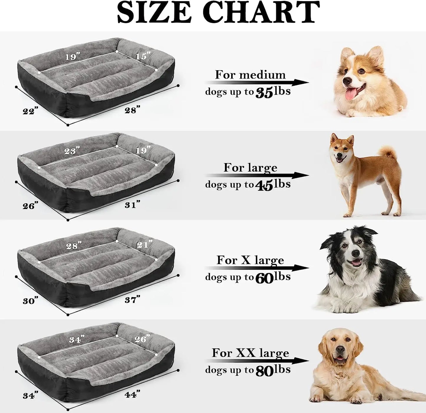 ComfortPaws Rectangle Dog Bed - Large Medium Dogs