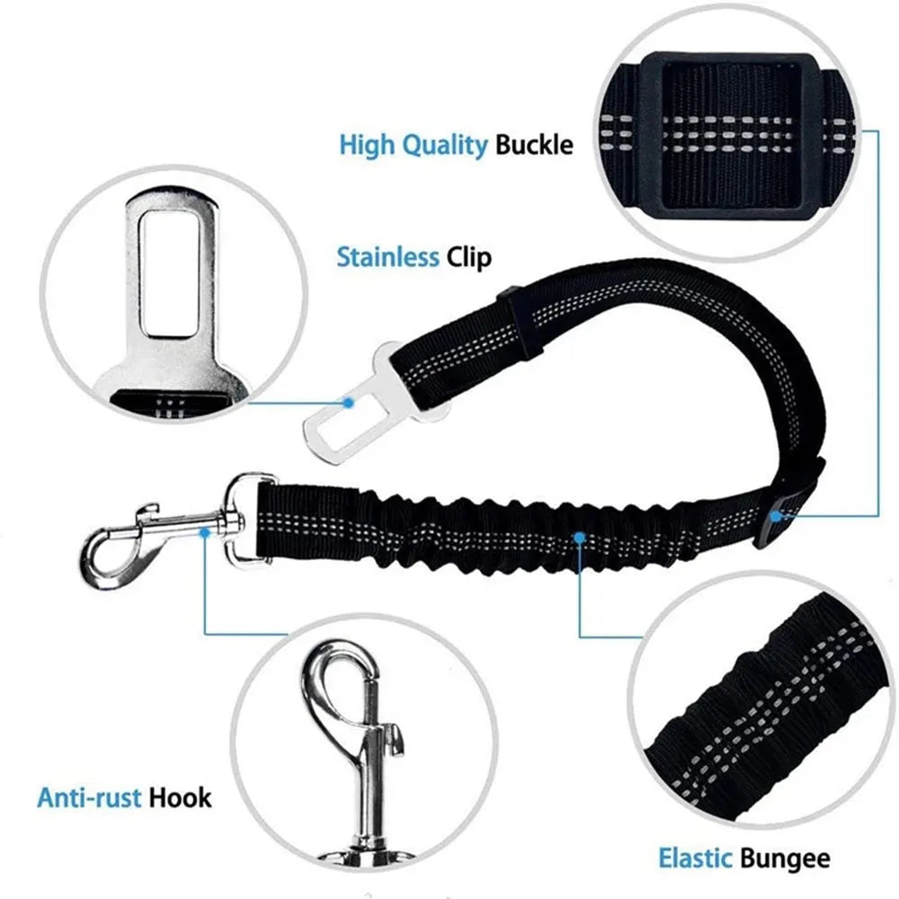 Reflective Retractable Dog Car Seat Belt Safety Leash 🐾