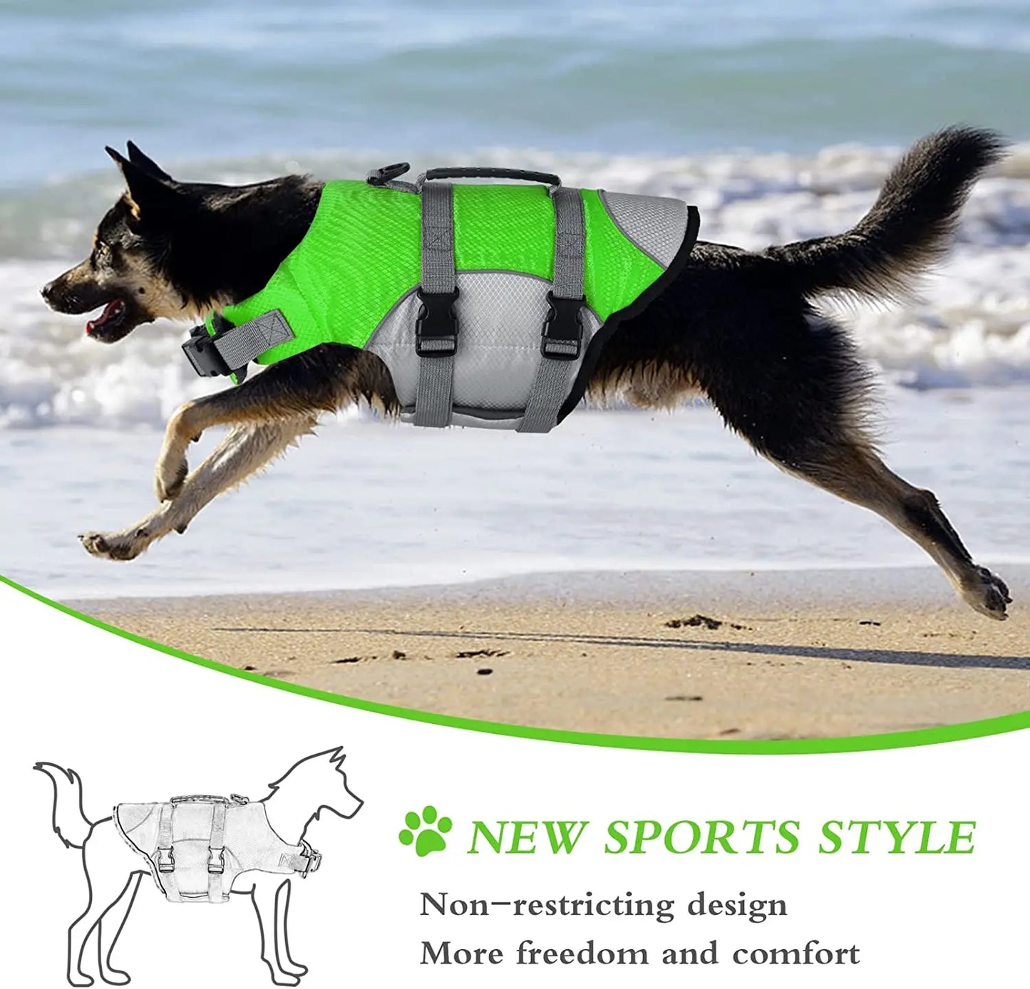 🐾 Adjustable Dog Life Jacket - Rescue Handle 🐾