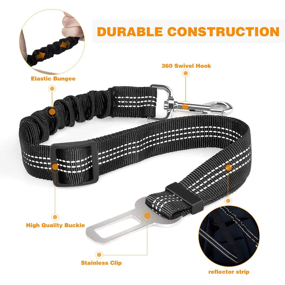 Reflective Retractable Dog Car Seat Belt Safety Leash 🐾