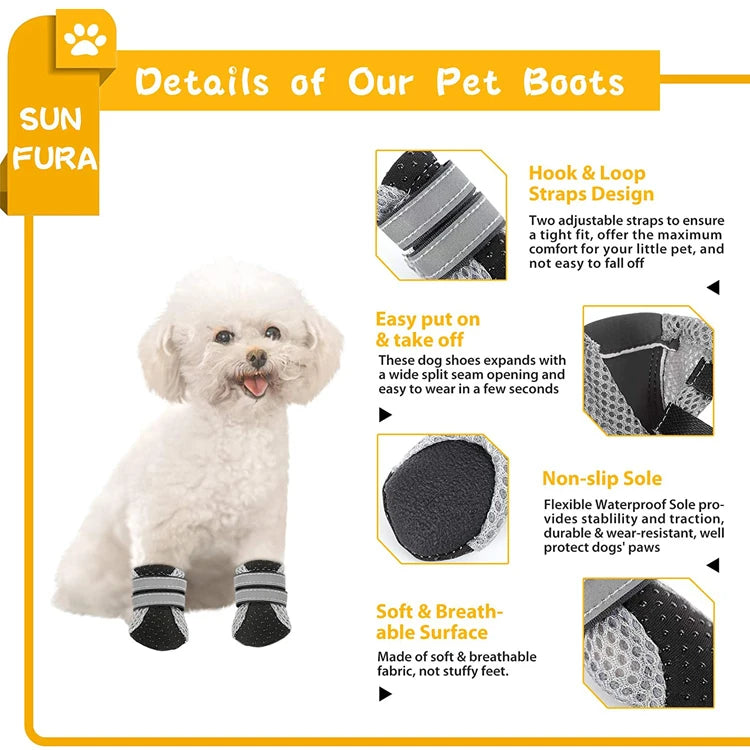 Reflective Waterproof Pet Shoes for Small Medium Dogs