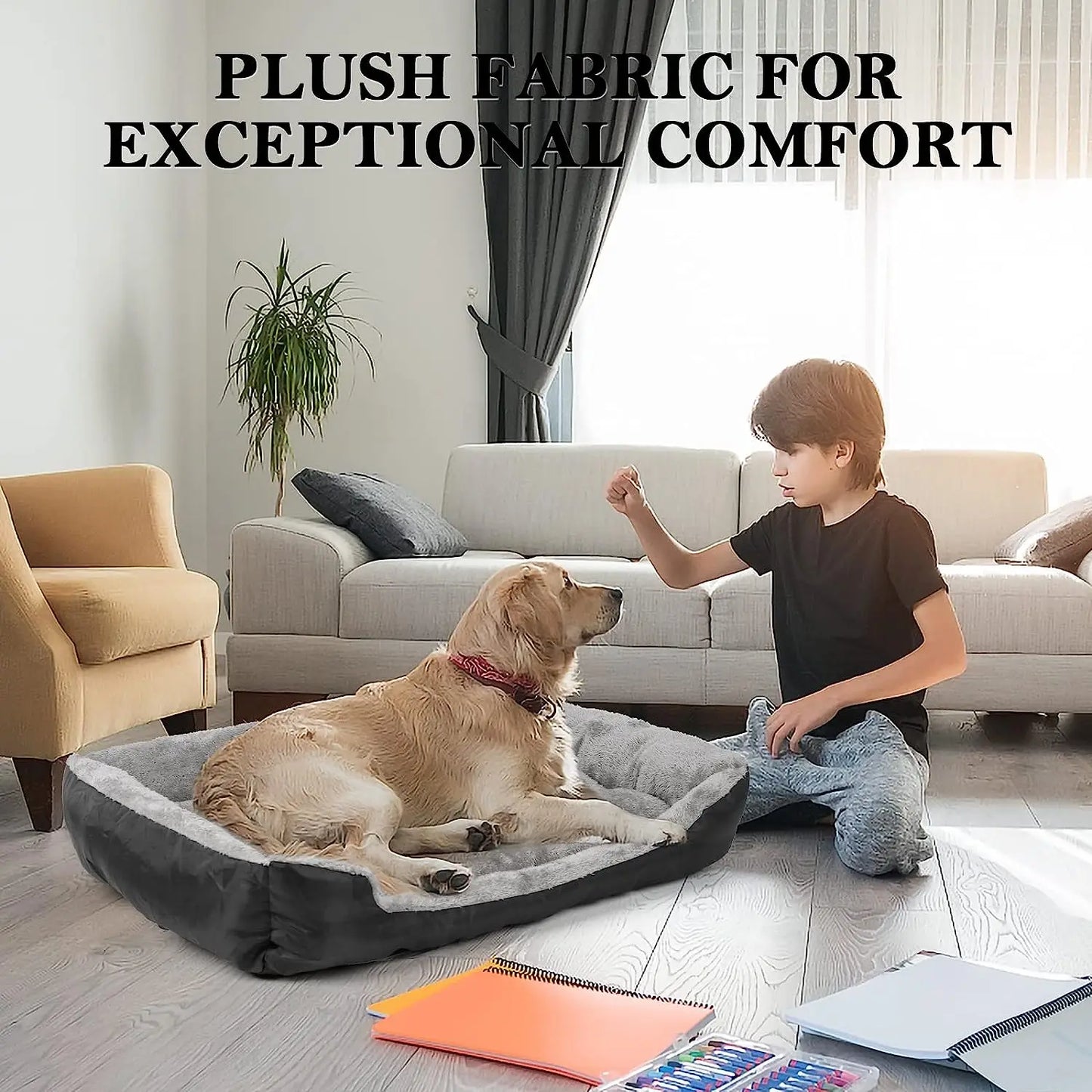 ComfortPaws Rectangle Dog Bed - Large Medium Dogs